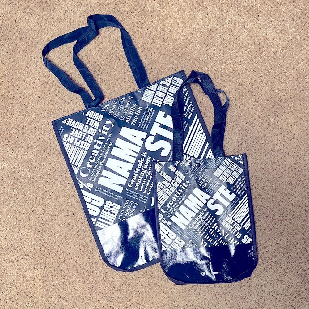 RARE Lululemon Navy Blue Manifesto Anniversary Reusable Tote Bags Small Medium